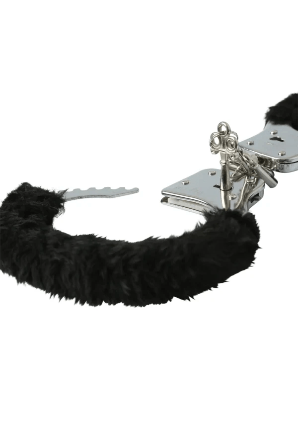 Sex & Mischief - Furry Handcuffs: Black - PlayLoveToys
