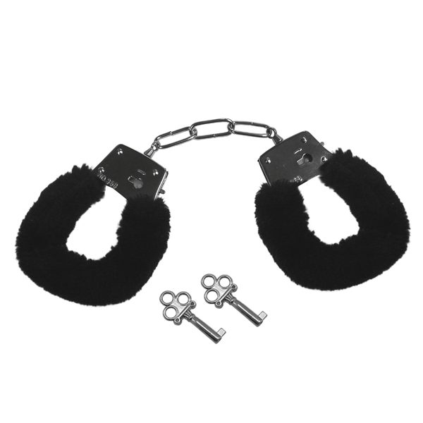 Sex & Mischief - Furry Handcuffs: Black - PlayLoveToys