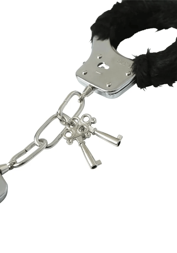 Sex & Mischief - Furry Handcuffs: Black - PlayLoveToys