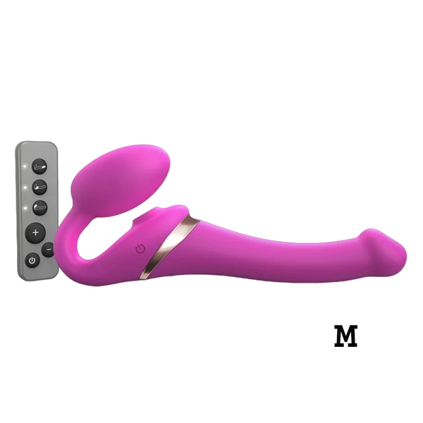 MULTI ORGASM BENDABLE STRAP-ON - M - FUCHSIA